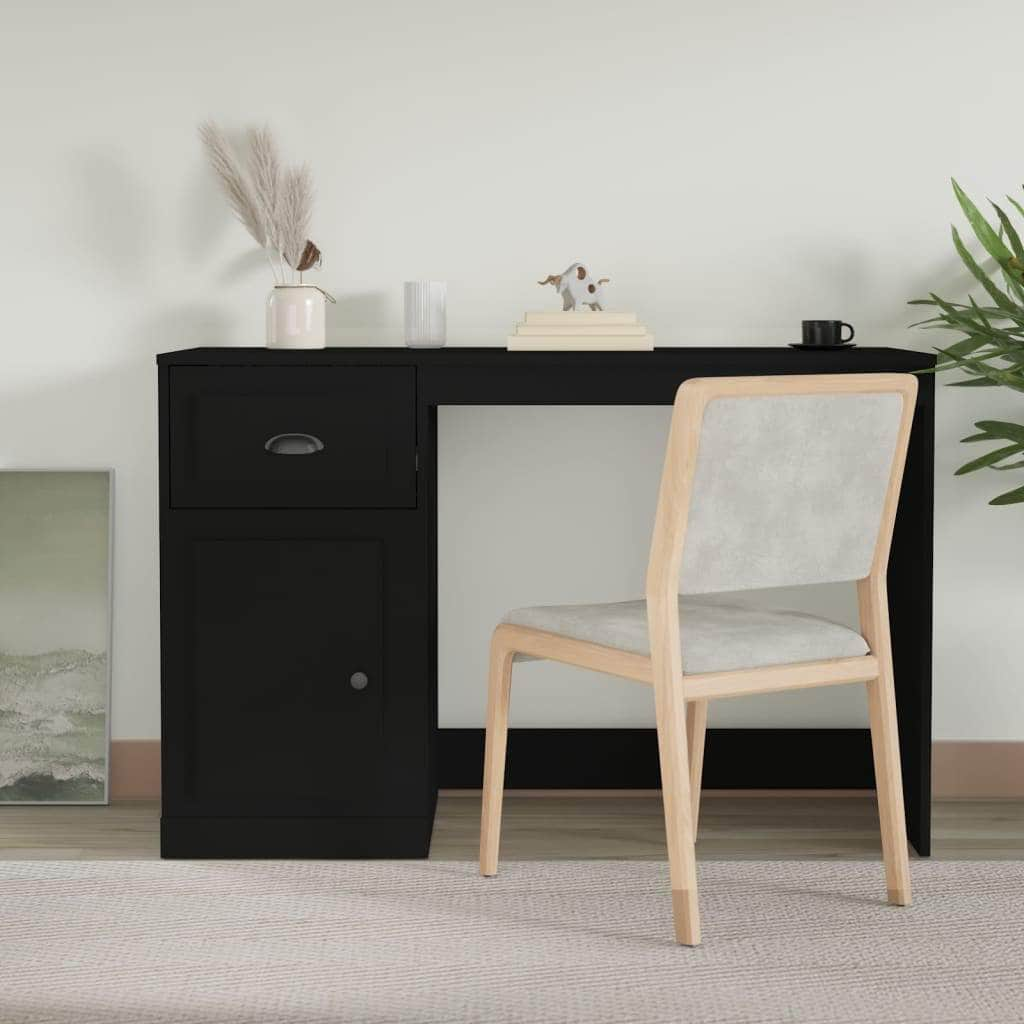 Elegant White Study Desk with Integrated Storage