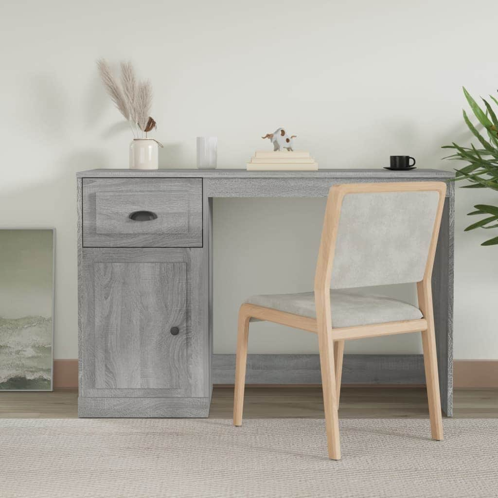 Elegant White Study Desk with Integrated Storage