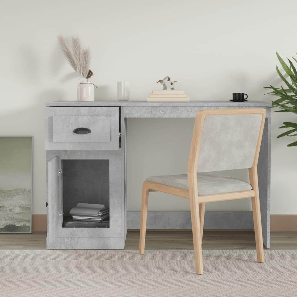 Elegant White Study Desk with Integrated Storage