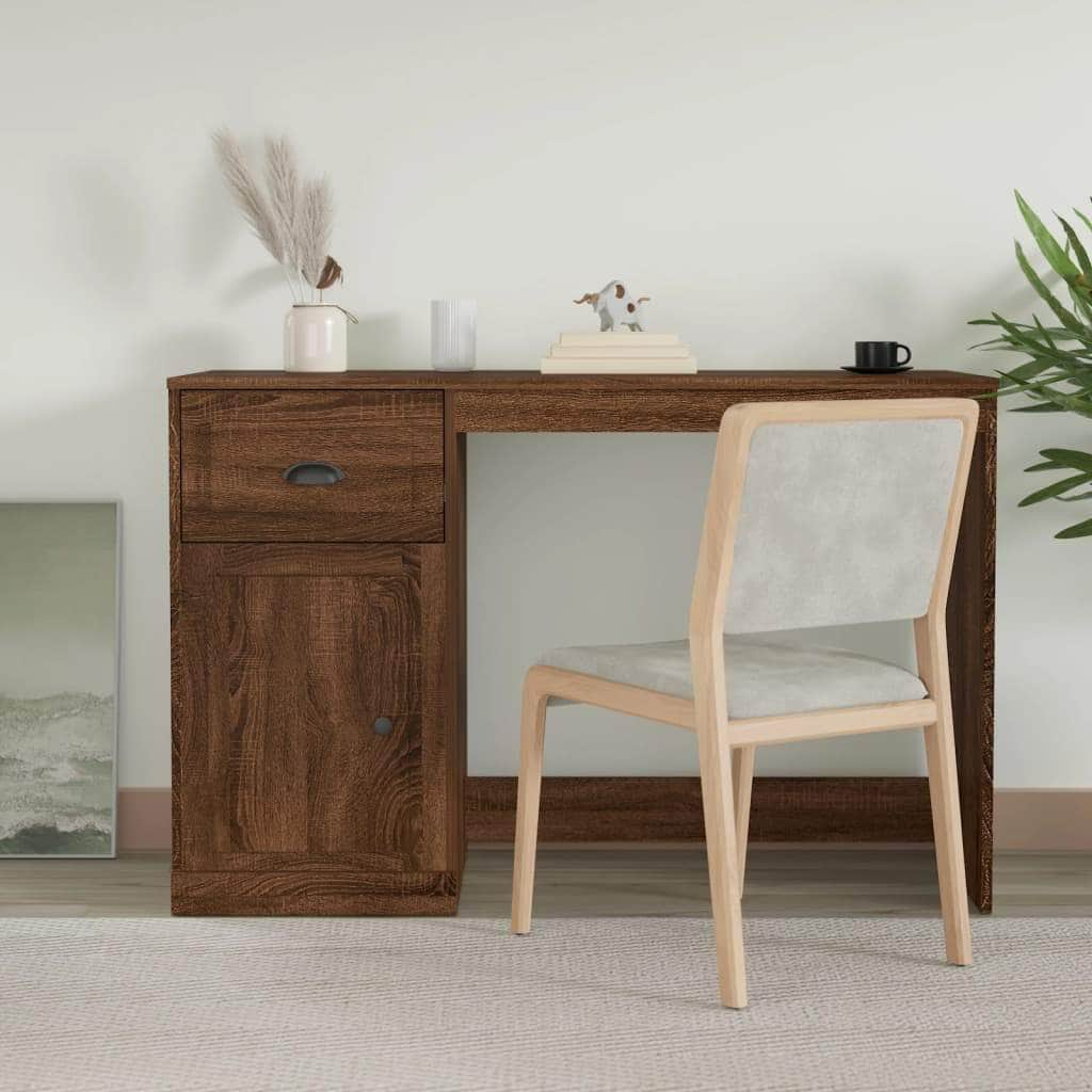 Elegant White Study Desk with Integrated Storage