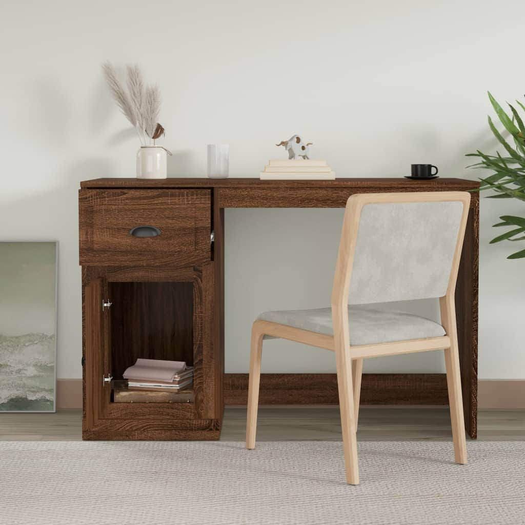 Elegant White Study Desk with Integrated Storage