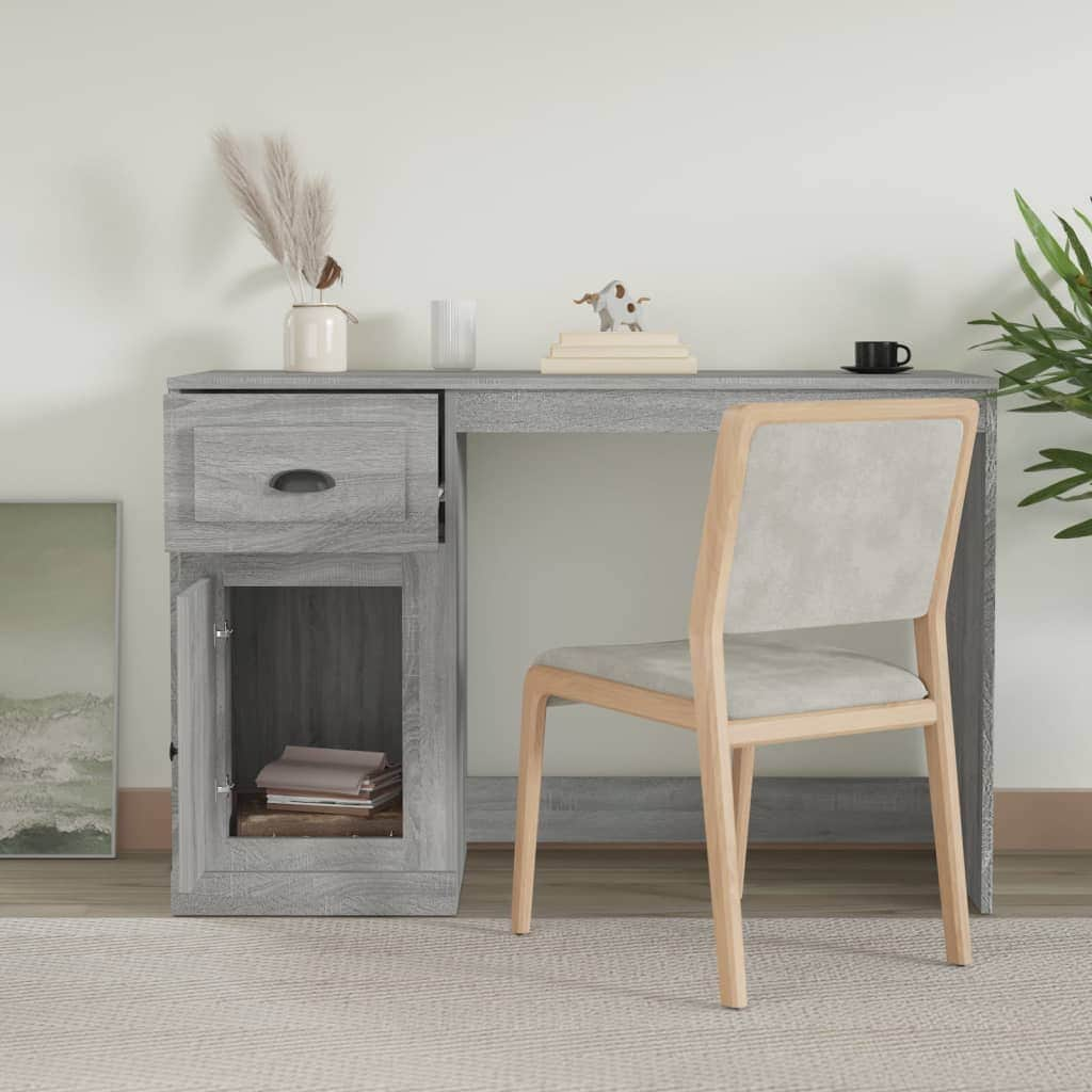 Elegant White Study Desk with Integrated Storage