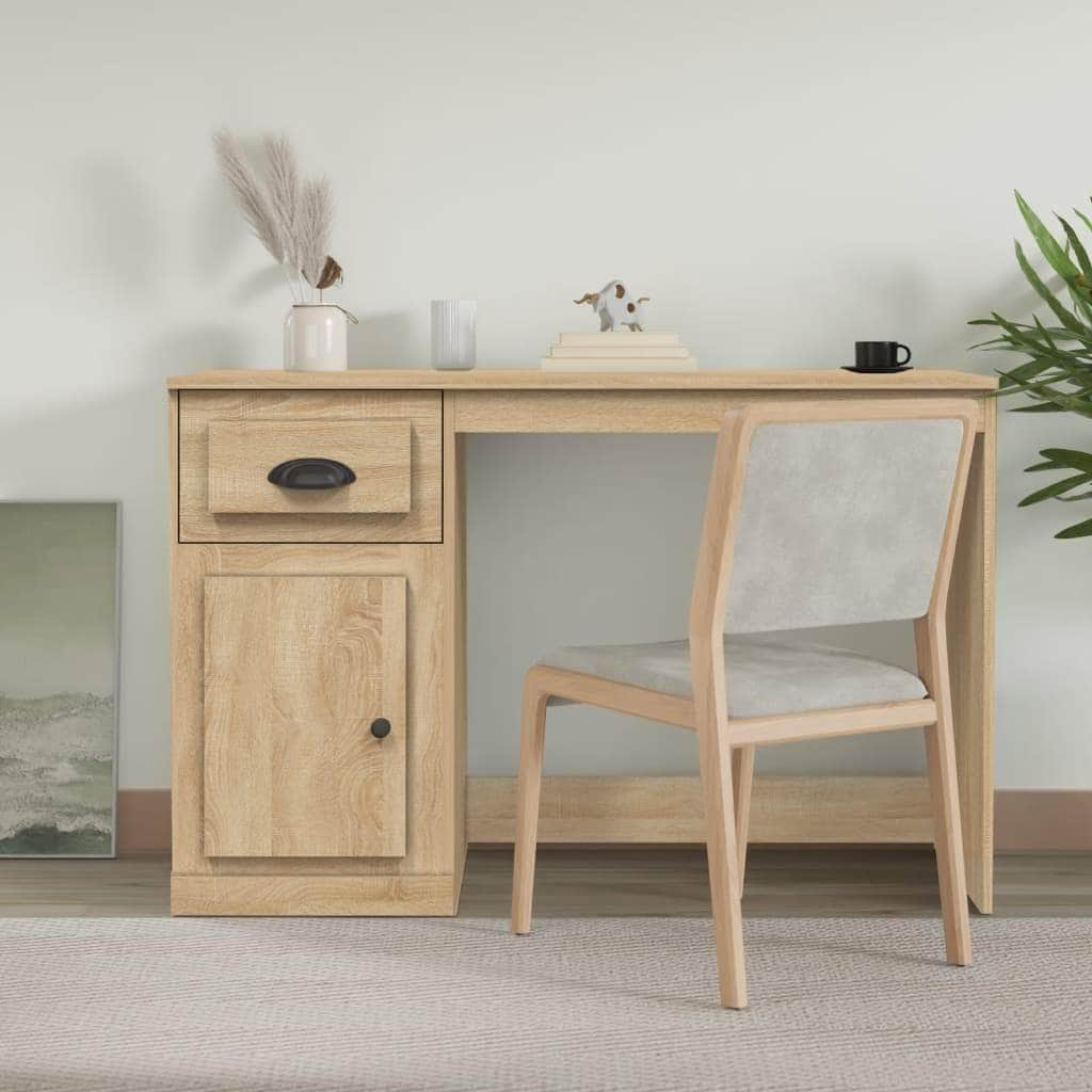 Elegant White Study Desk with Integrated Storage