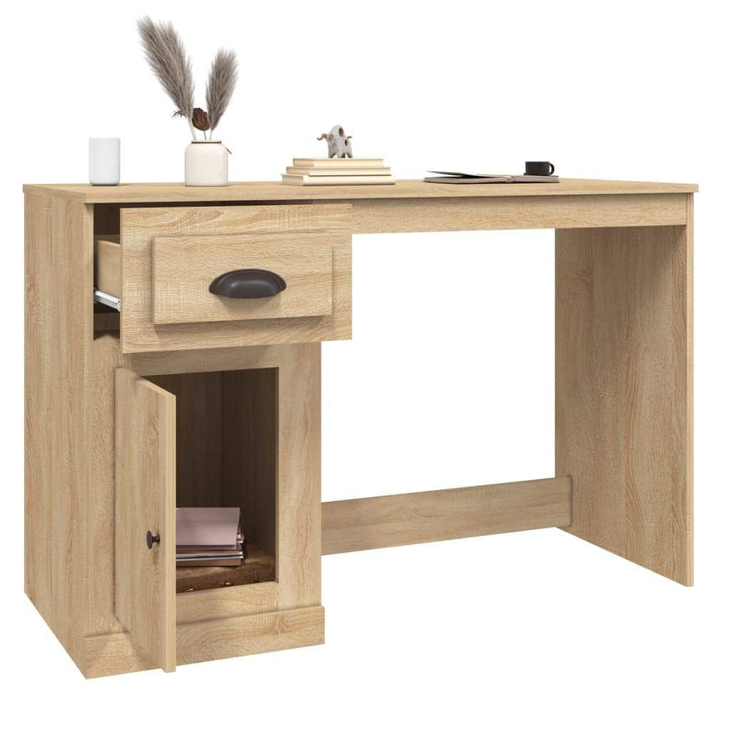 Elegant White Study Desk with Integrated Storage