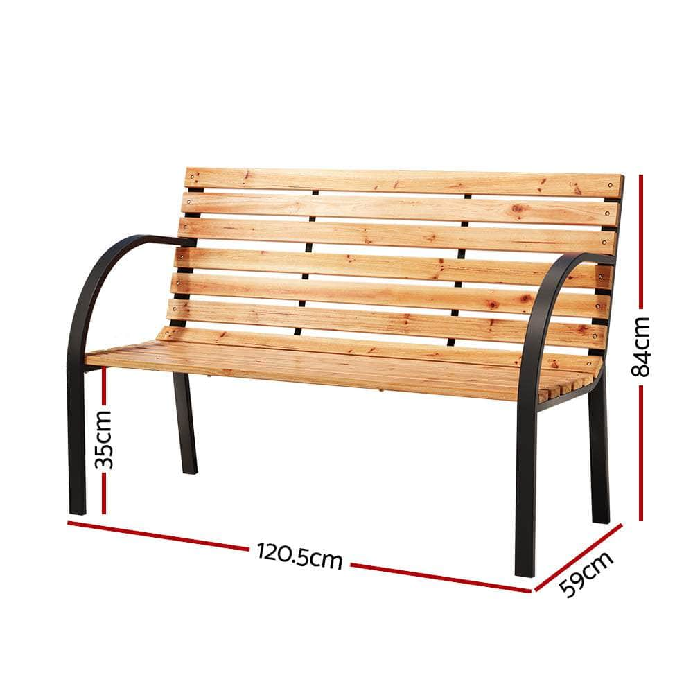 Elegant Wooden Steel Garden Bench