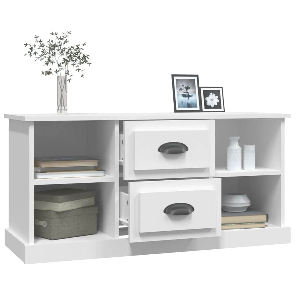 Elegantly Minimalist White Engineered Wood TV Cabinet