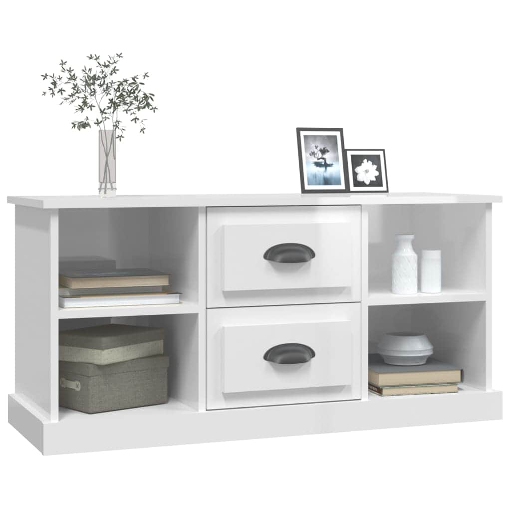 Elegantly Minimalist White Engineered Wood TV Cabinet