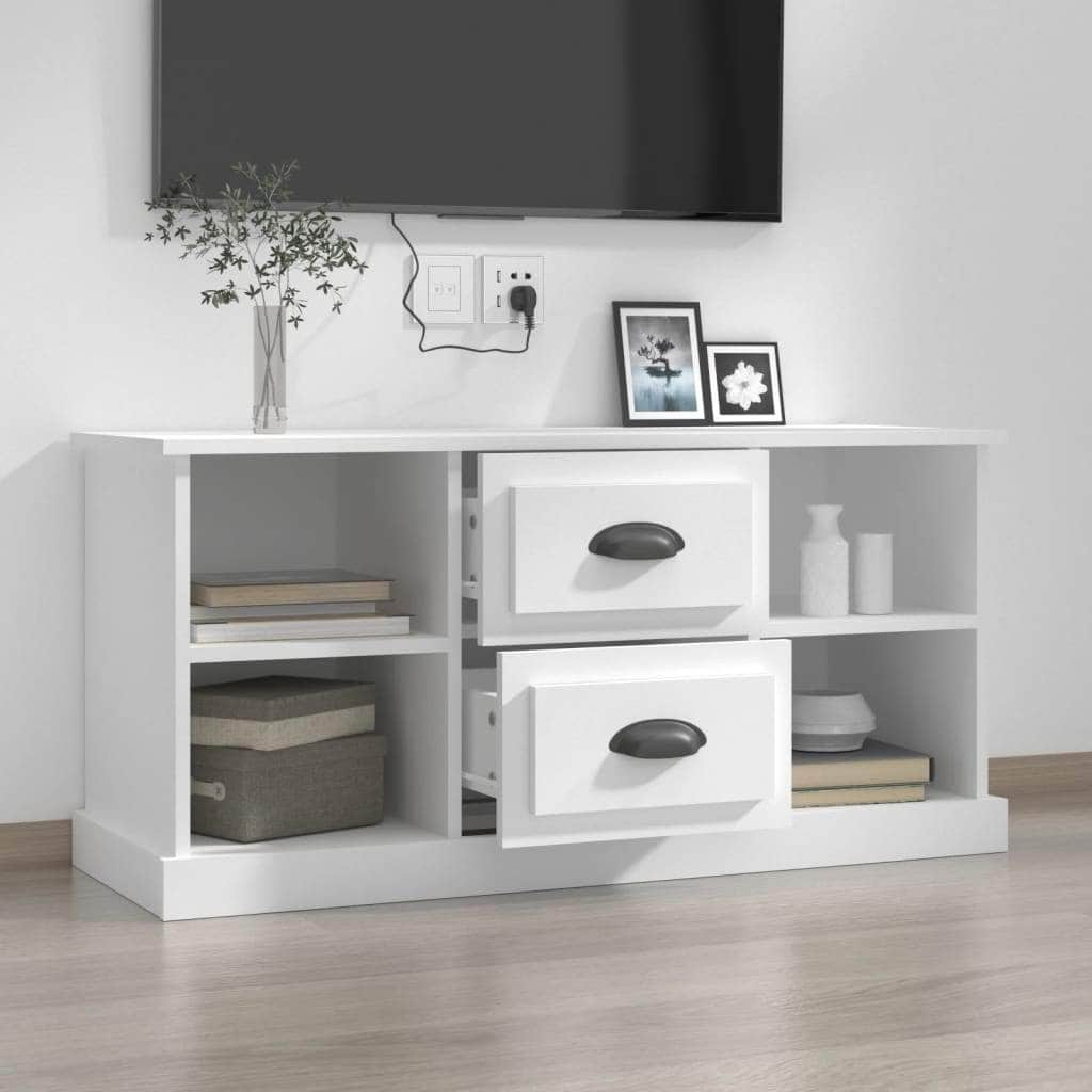 Elegantly Minimalist White Engineered Wood TV Cabinet