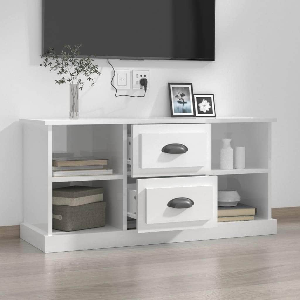 Elegantly Minimalist White Engineered Wood TV Cabinet