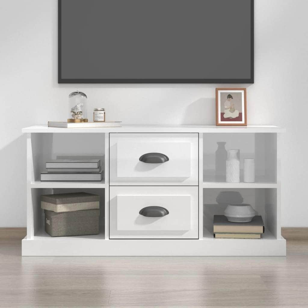 Elegantly Minimalist White Engineered Wood TV Cabinet