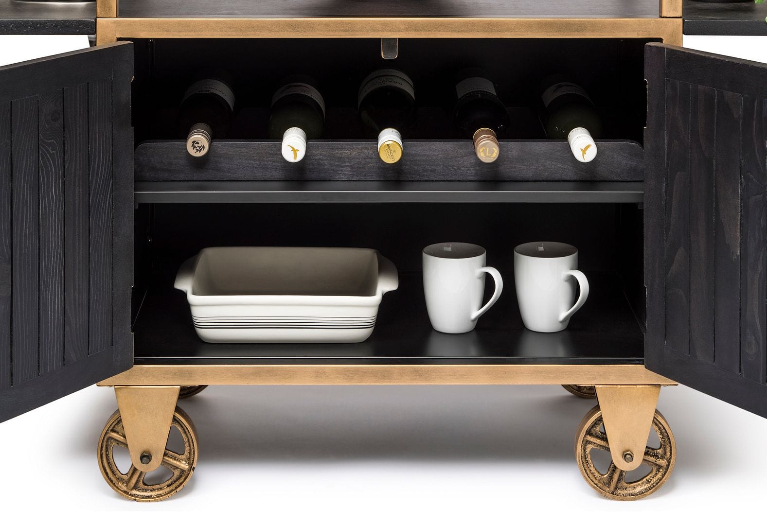 Elevate Your Bar Game with a French Brass and Black Drinks Trolley Bar Cart