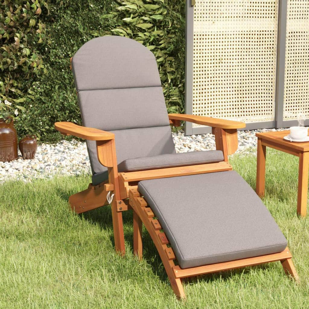 Elevate Your Outdoor Experience: Acacia Wood Garden Chair with Footrest-Cream white\Dark grey