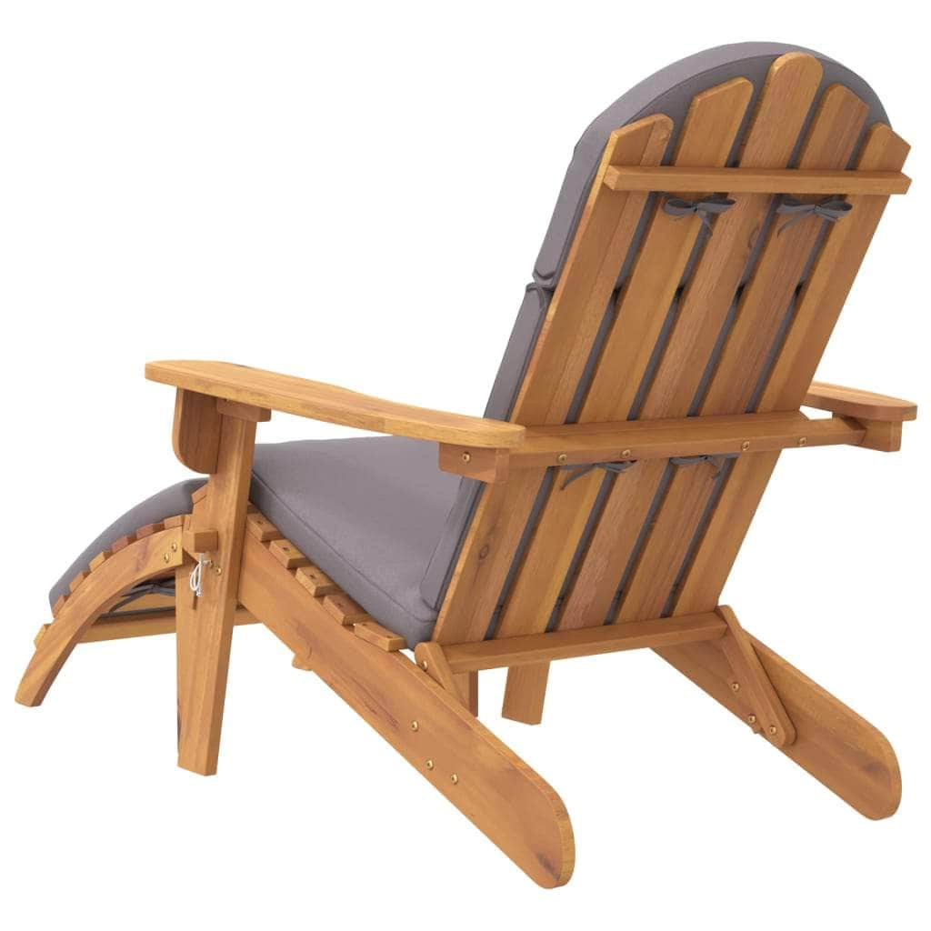 Elevate Your Outdoor Experience: Acacia Wood Garden Chair with Footrest-Cream white\Dark grey