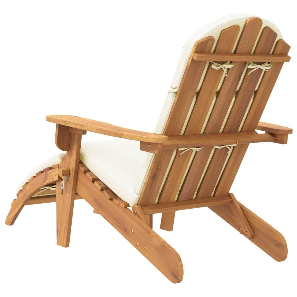 Elevate Your Outdoor Experience: Acacia Wood Garden Chair with Footrest-Cream white\Dark grey