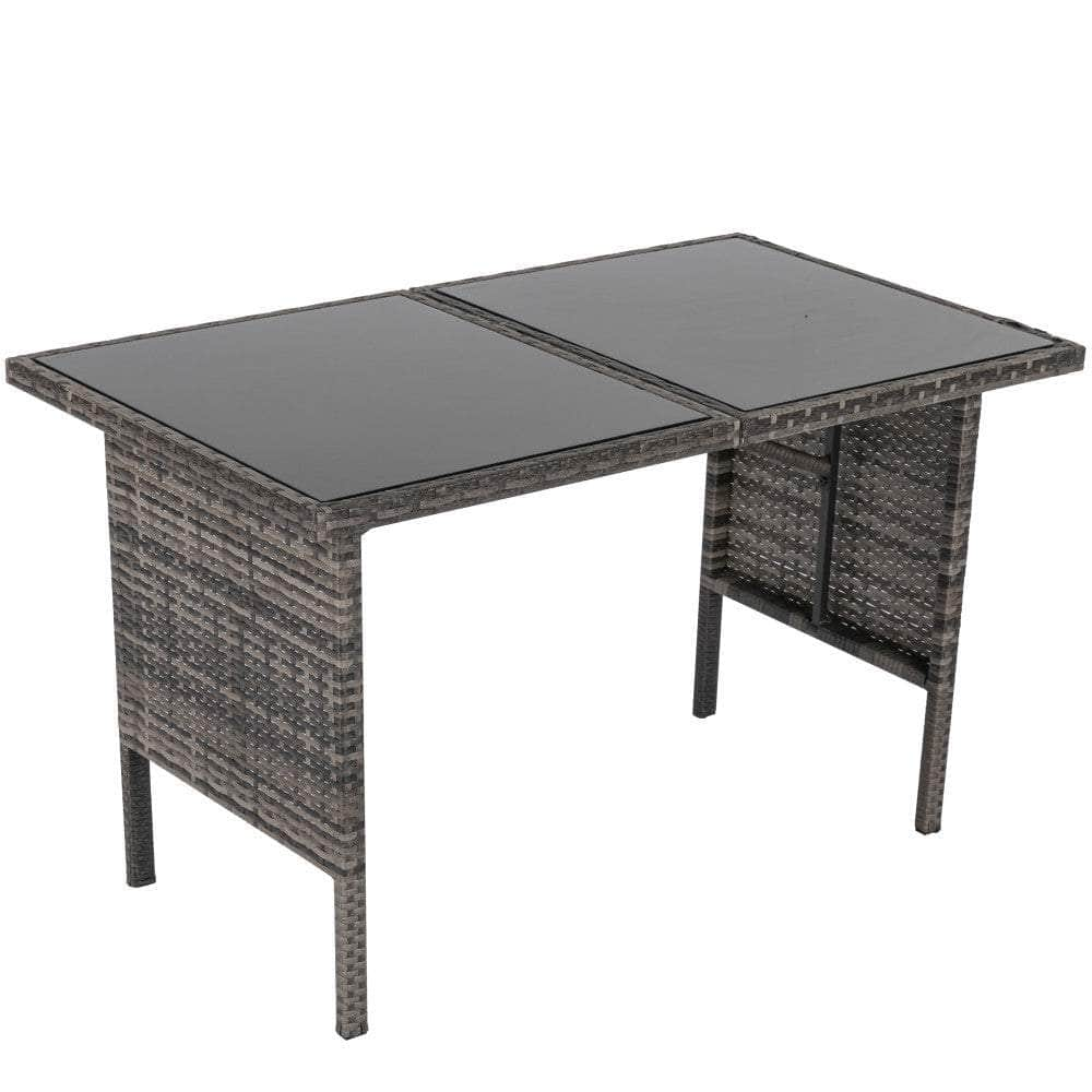 Ella 8-Seater Modular Outdoor Garden Lounge & Dining Set With Table And Stools In Dark Grey