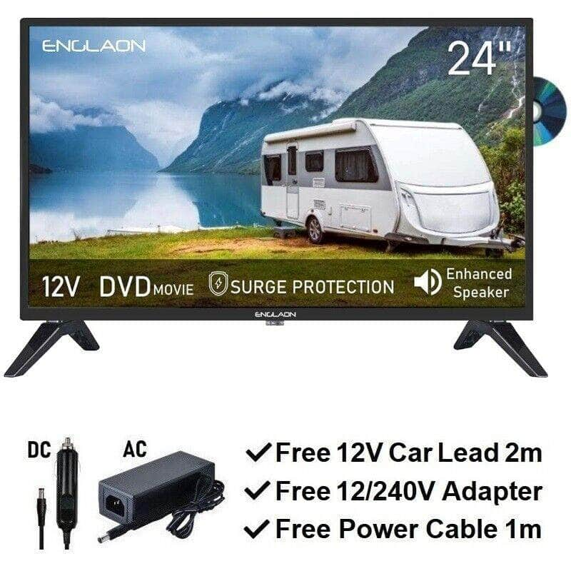 ENGLAON 24" HD LED 12V TV DVD Combo for Caravan