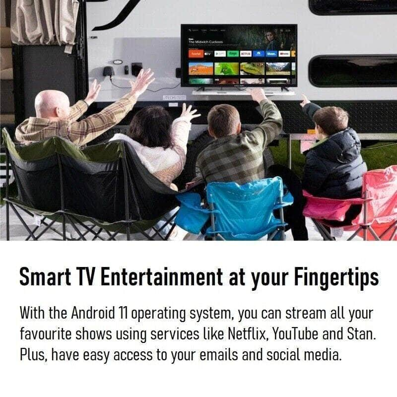 ENGLAON 24'' HD LED Android11 Smart 12V/240V TV with Chromecast for Caravan Home