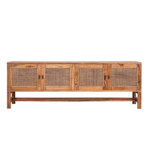 Entertainment Tv Unit 160Cm 4 Door Mindi Wood Rattan - Brown