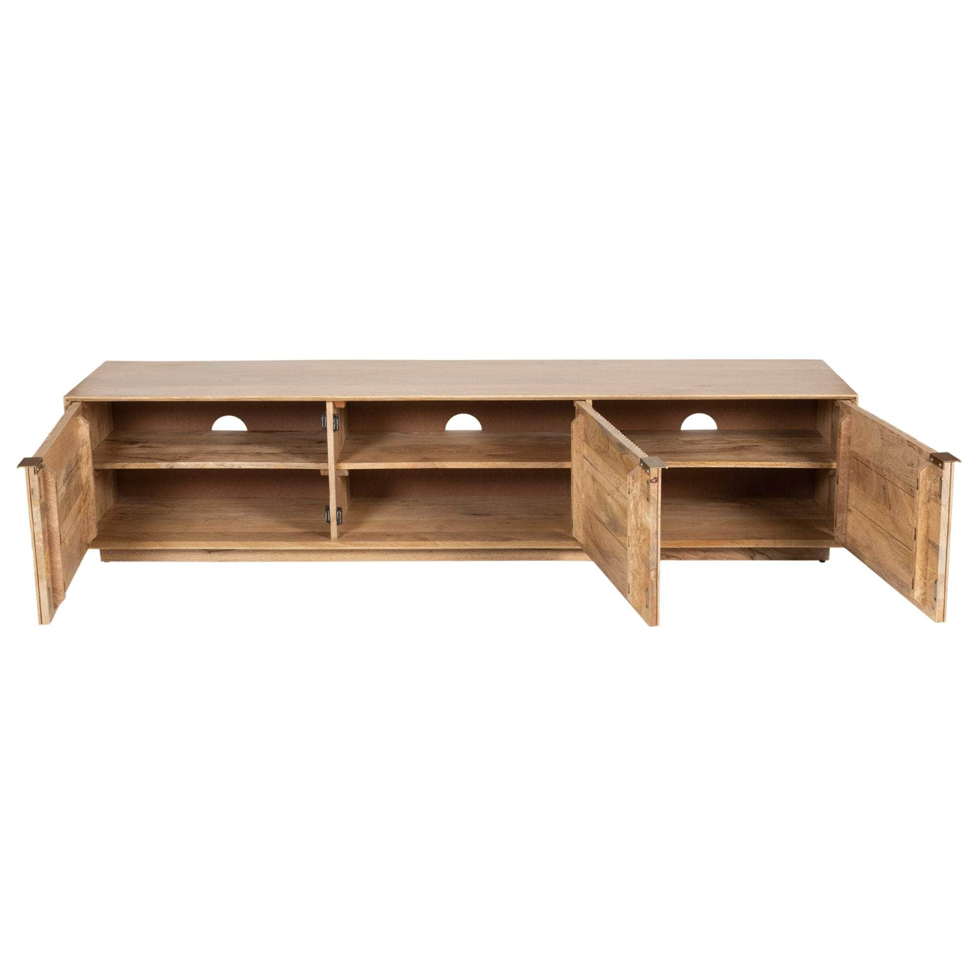 Entertainment Tv Unit 200Cm 3 Door Solid Mango Wood - Natural