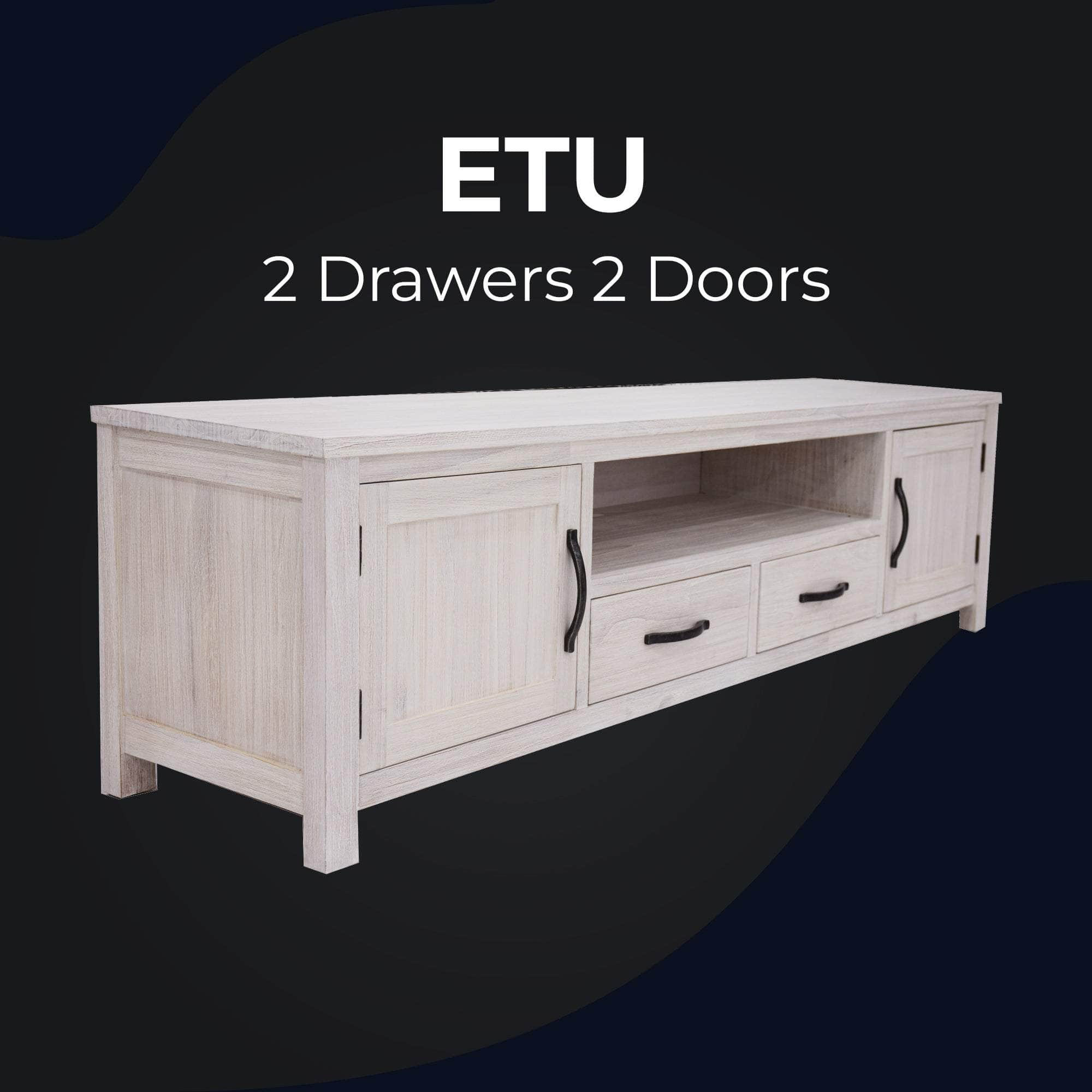 Entertainment Tv Unit 216Cm 2 Drawer 2 Door Mt Ash Wood - White