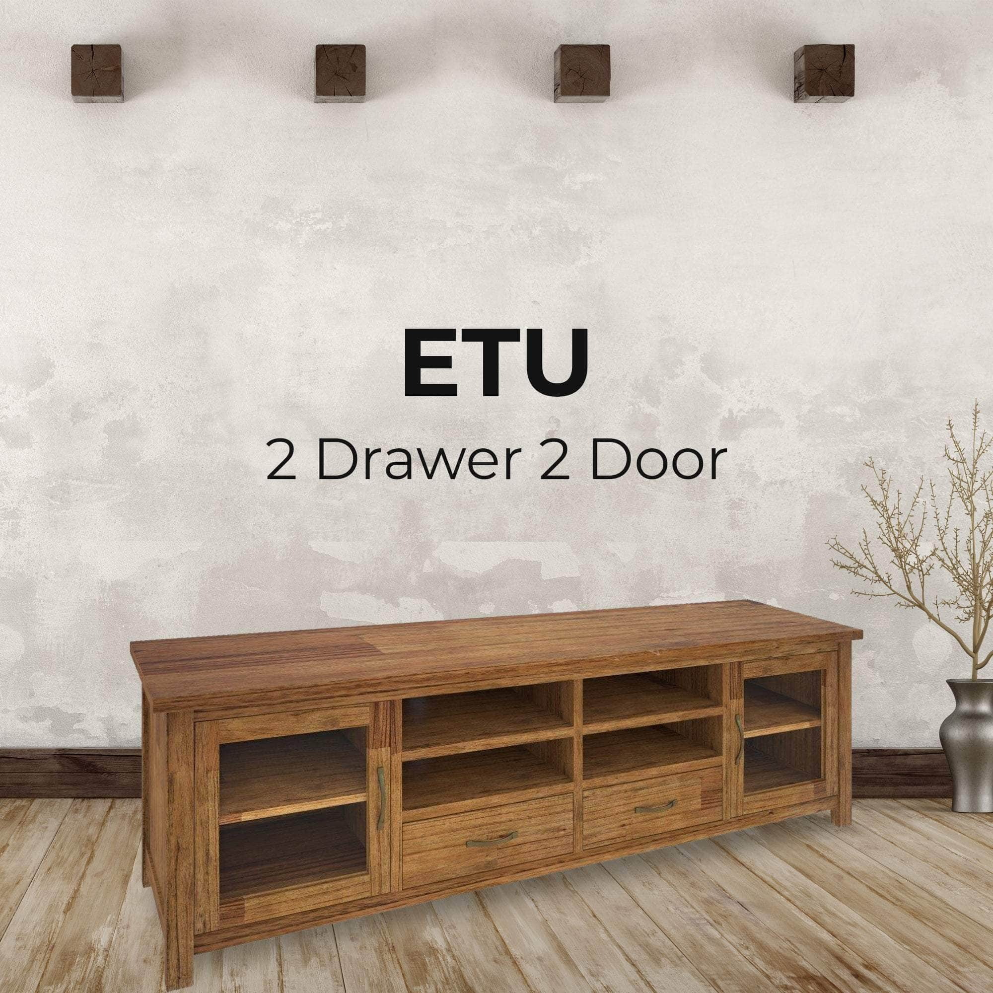 Entertainment Tv Unit 223Cm 2 Door 2 Drawer Mt Ash Wood - Brown