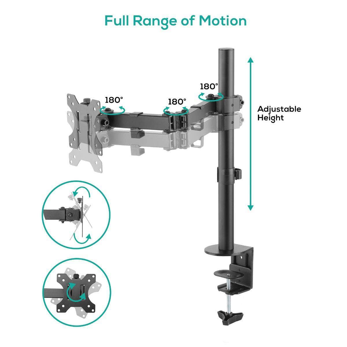 Ergolife Single Monitor Screen Double Joint Monitor Arm