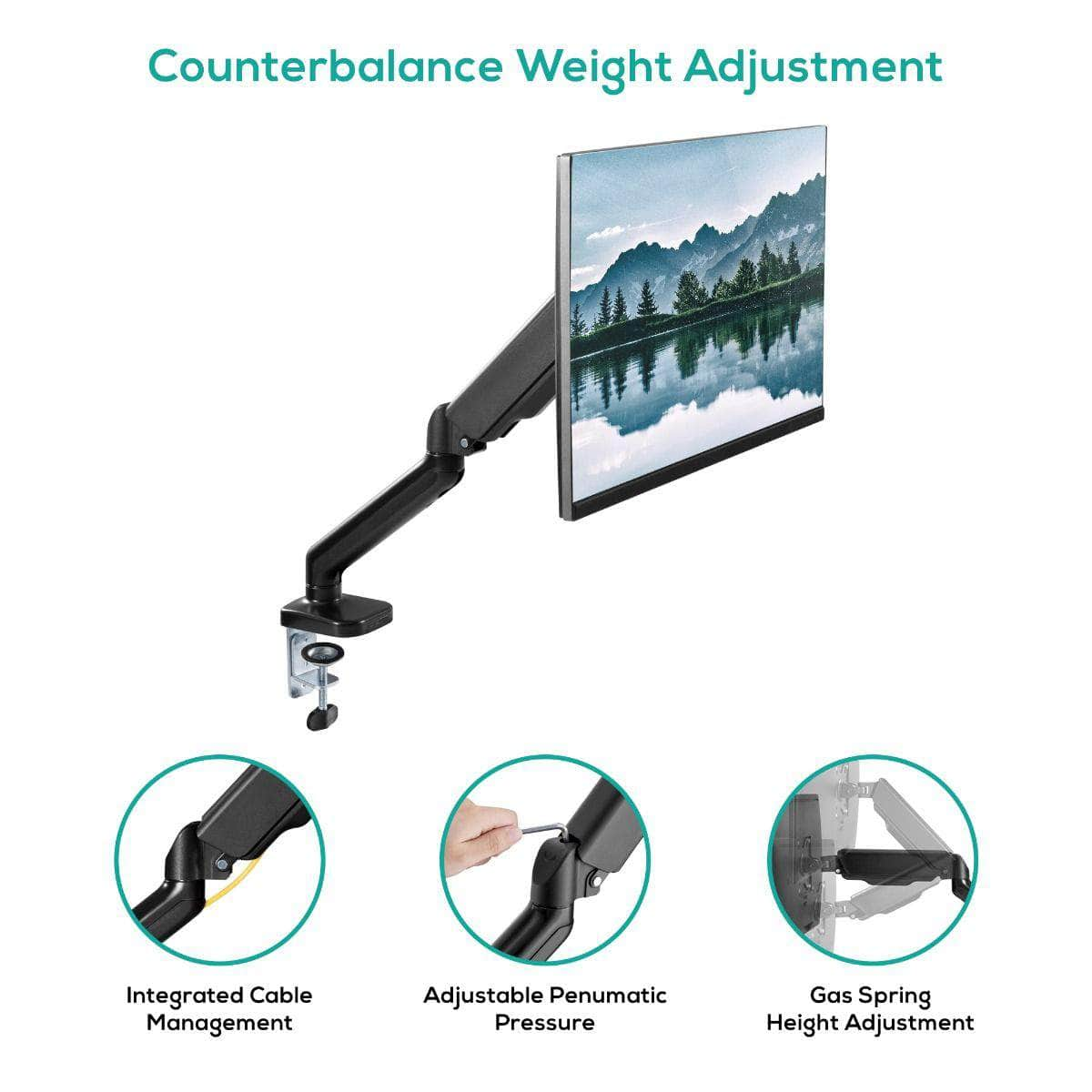 Ergolife Single Monitor Screen Steel Gas Spring Monitor Arm