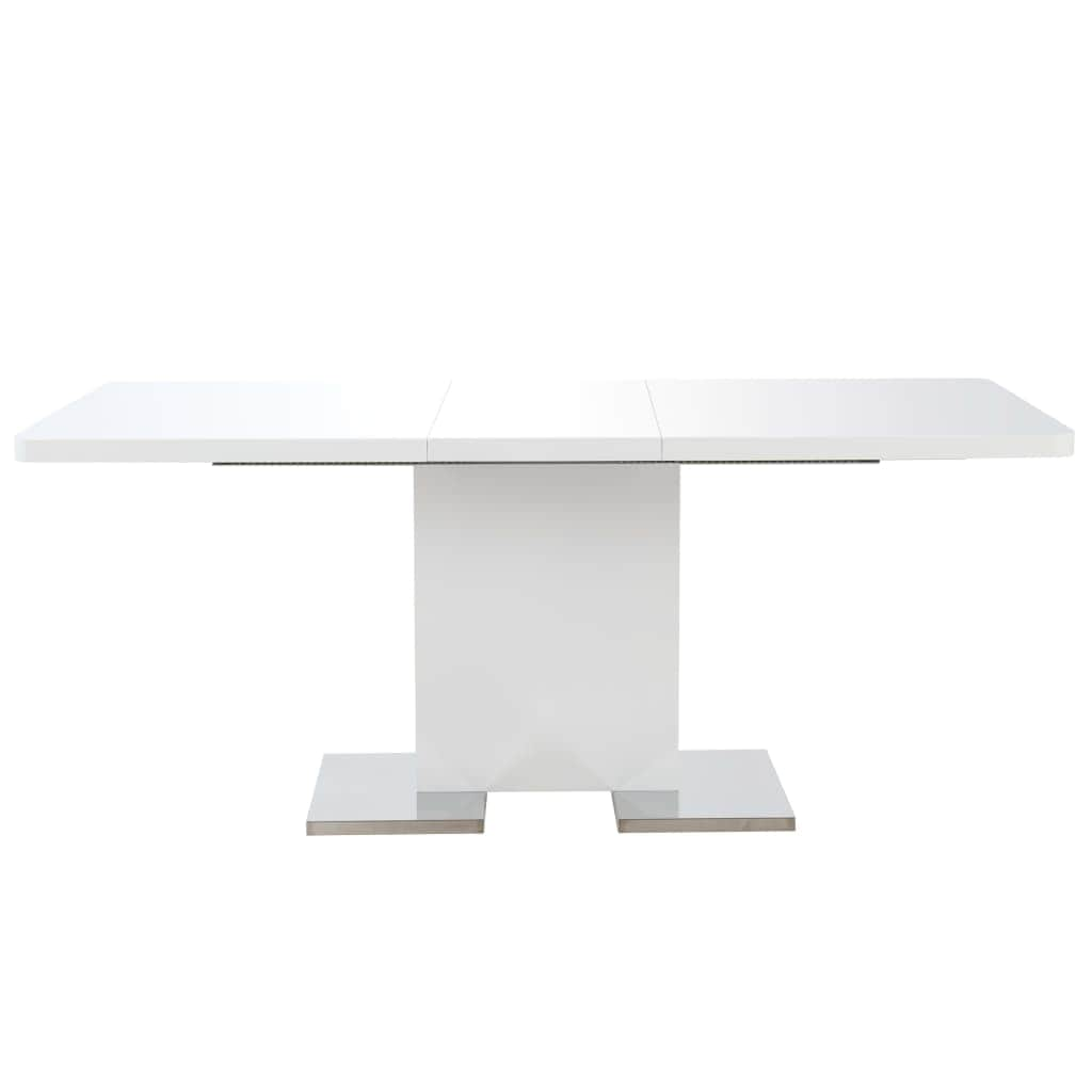 Etendable Dining Table High Gloss White MDF