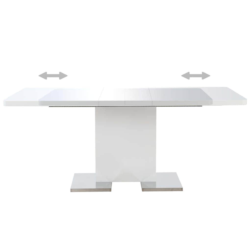 Etendable Dining Table High Gloss White MDF