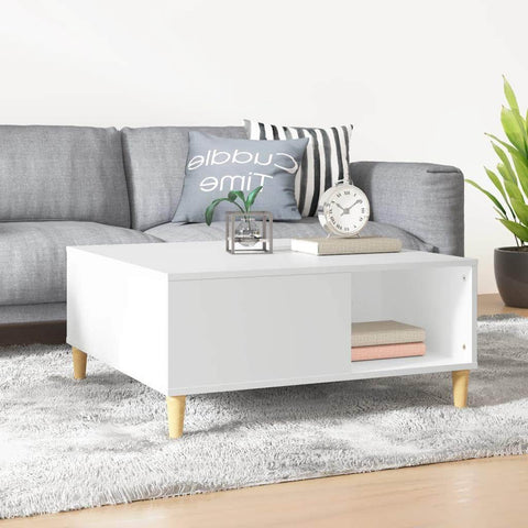 Ethereal Elegance: White Engineered Wood Coffee Table