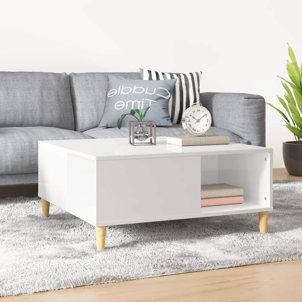 Ethereal Elegance: White Engineered Wood Coffee Table