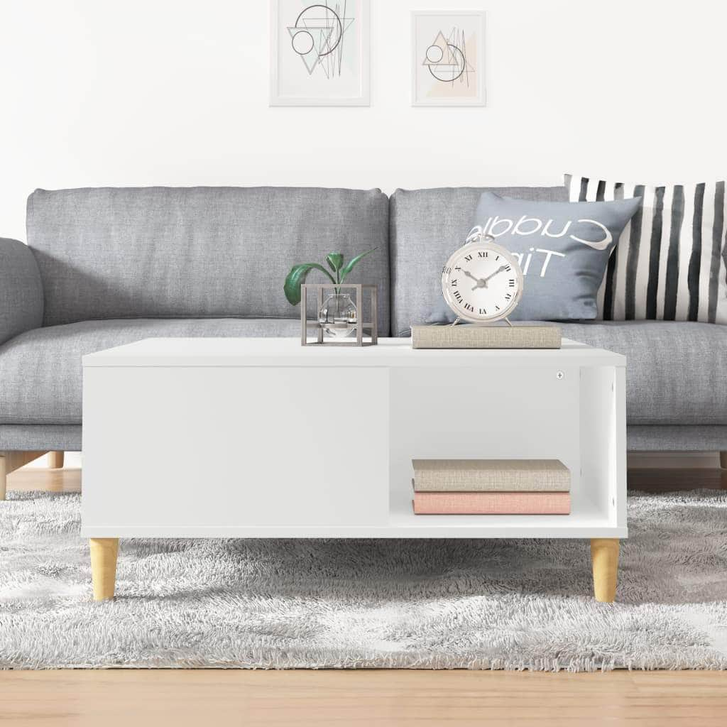 Ethereal Elegance: White Engineered Wood Coffee Table