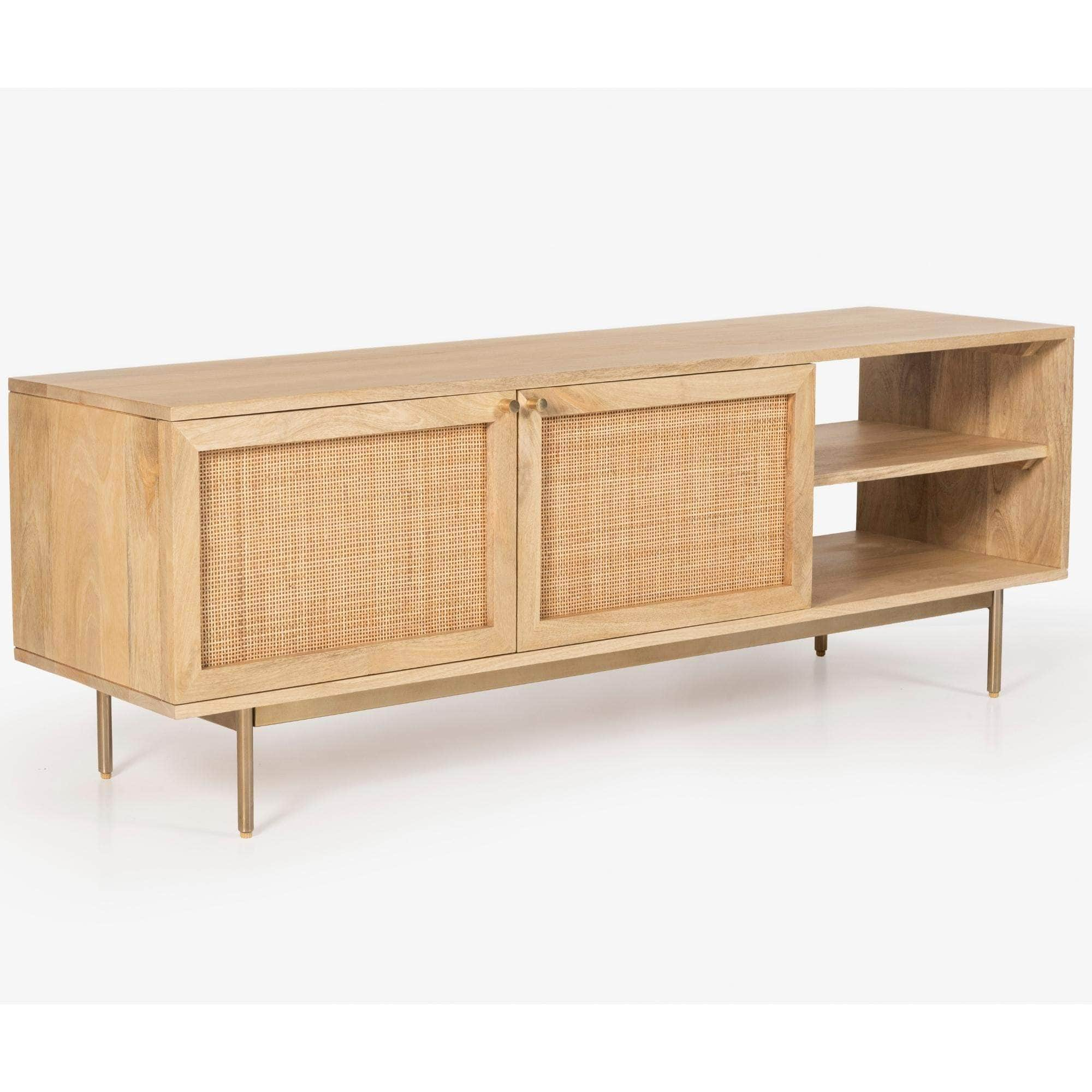 Etu Entertainment Tv Unit 147Cm Solid Mango Wood Rattan Furniture