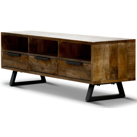 Etu Entertainment Tv Unit 150Cm 3 Drawer Mango Wood Unique Furniture