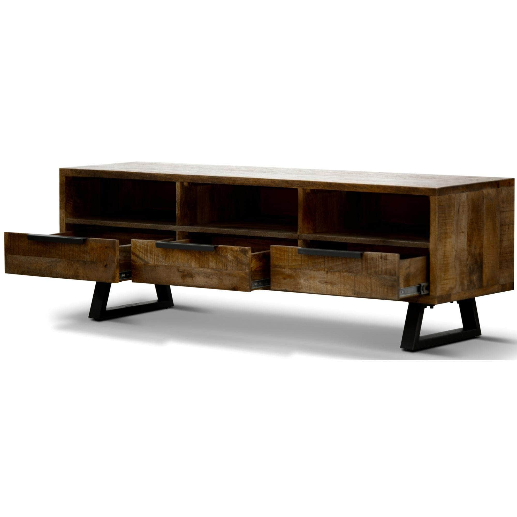 Etu Entertainment Tv Unit 150Cm 3 Drawer Mango Wood Unique Furniture