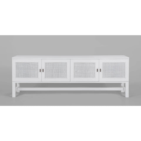 Etu Entertainment Tv Unit 160Cm 4 Door Mindi Wood Rattan - White