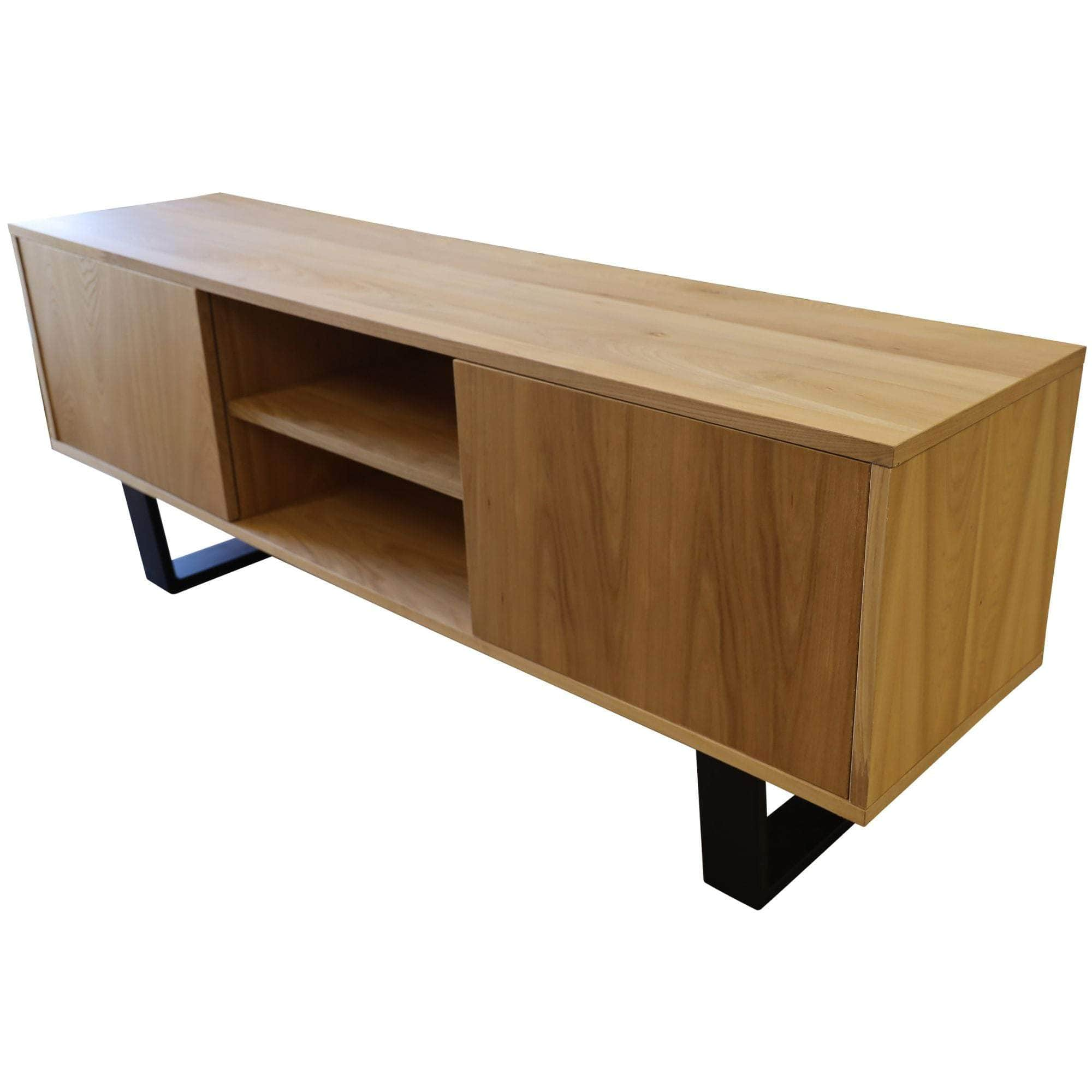 Etu Entertainment Tv Unit 160Cm Elm Timber Wood 2 Door - Natural