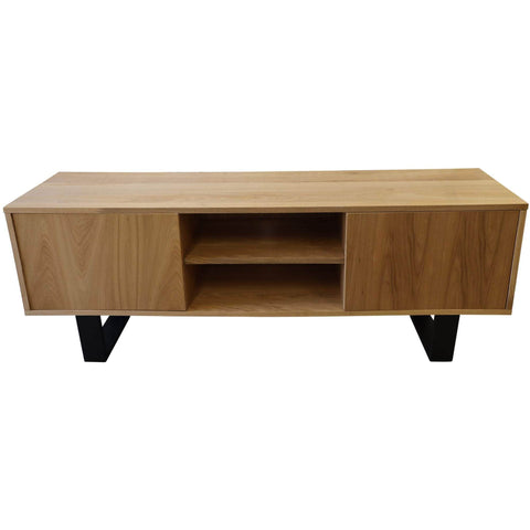 Etu Entertainment Tv Unit 160Cm Elm Timber Wood 2 Door - Natural