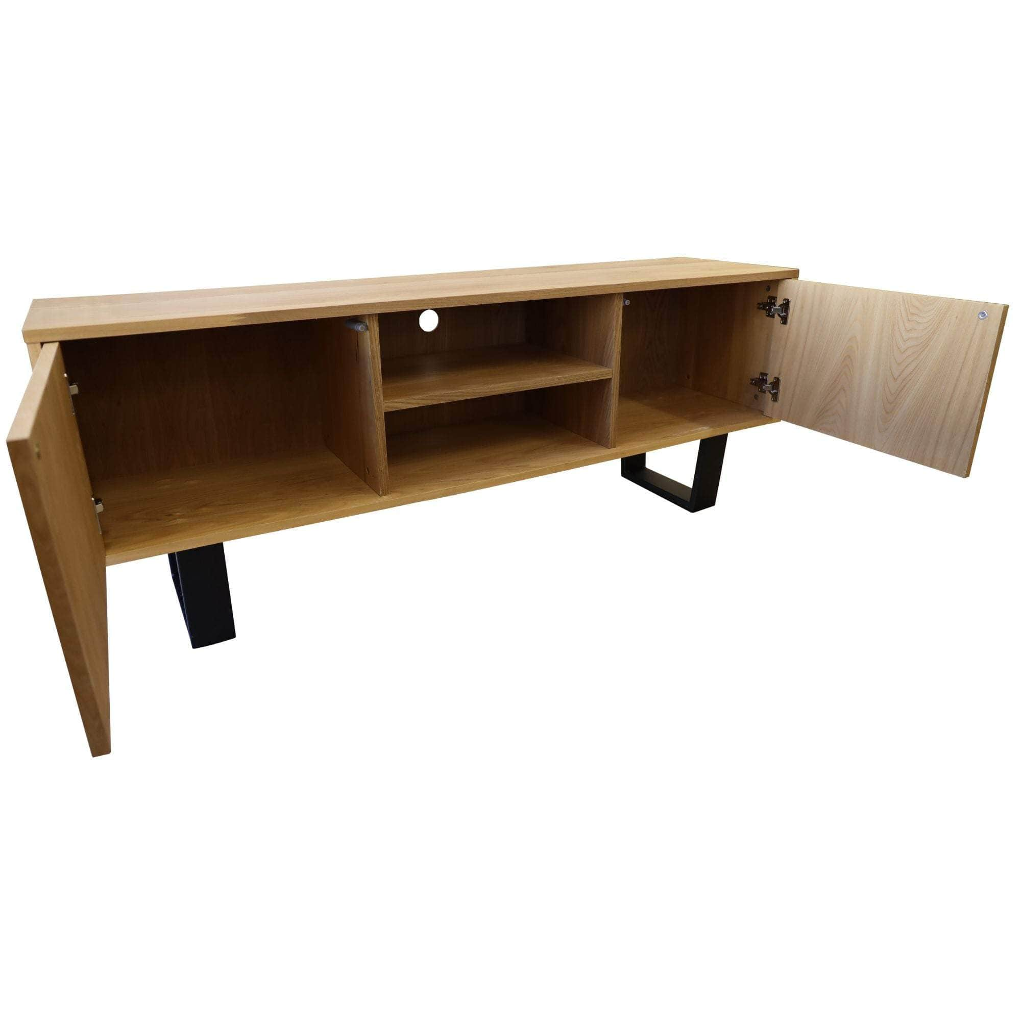 Etu Entertainment Tv Unit 160Cm Elm Timber Wood 2 Door - Natural