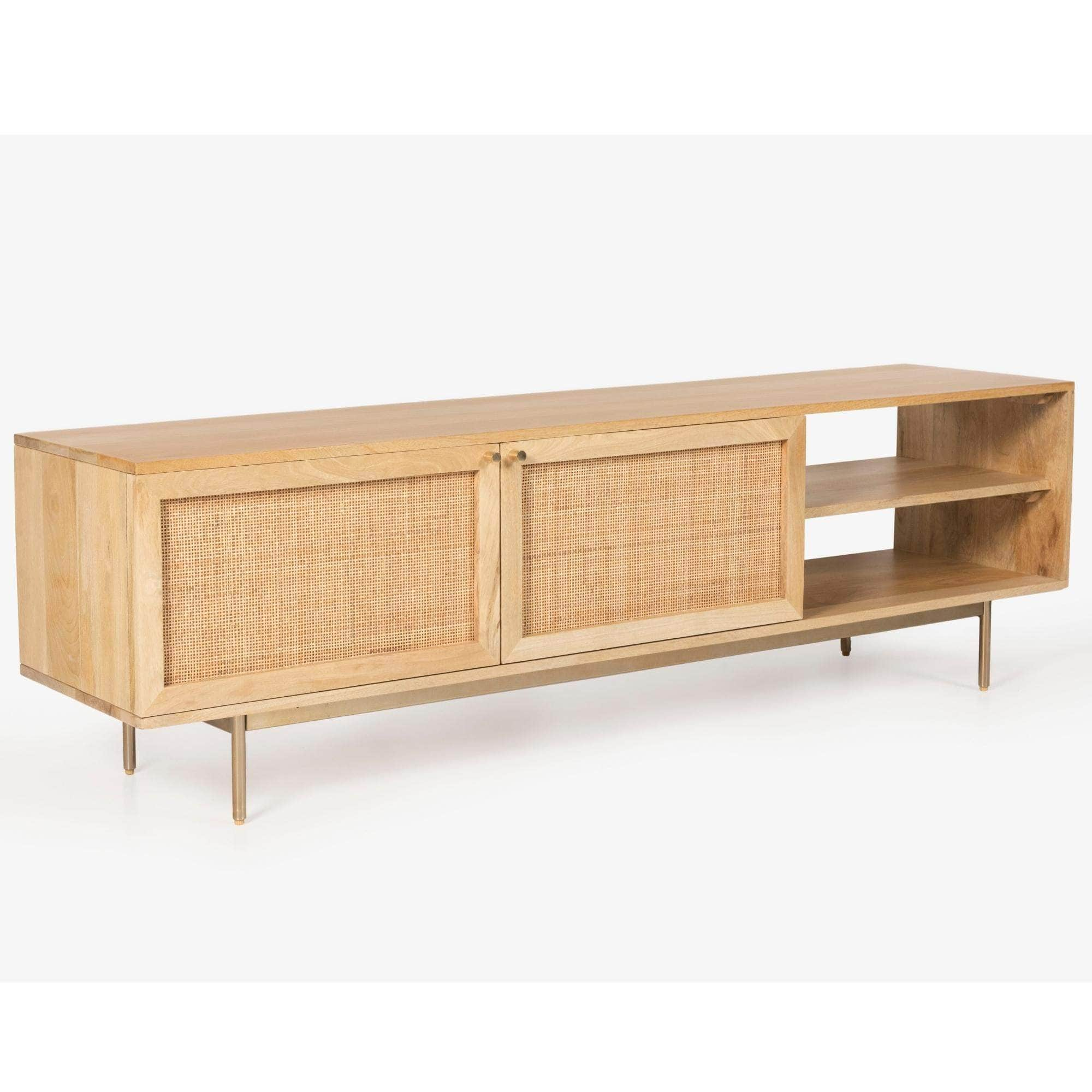 Etu Entertainment Tv Unit 175Cm Solid Mango Wood Rattan Furniture