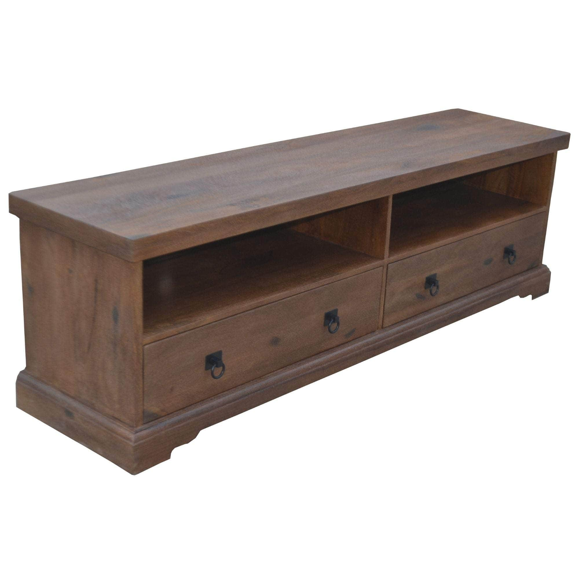 Etu Entertainment Tv Unit 180Cm 2 Drawer Solid Mango Timber Wood