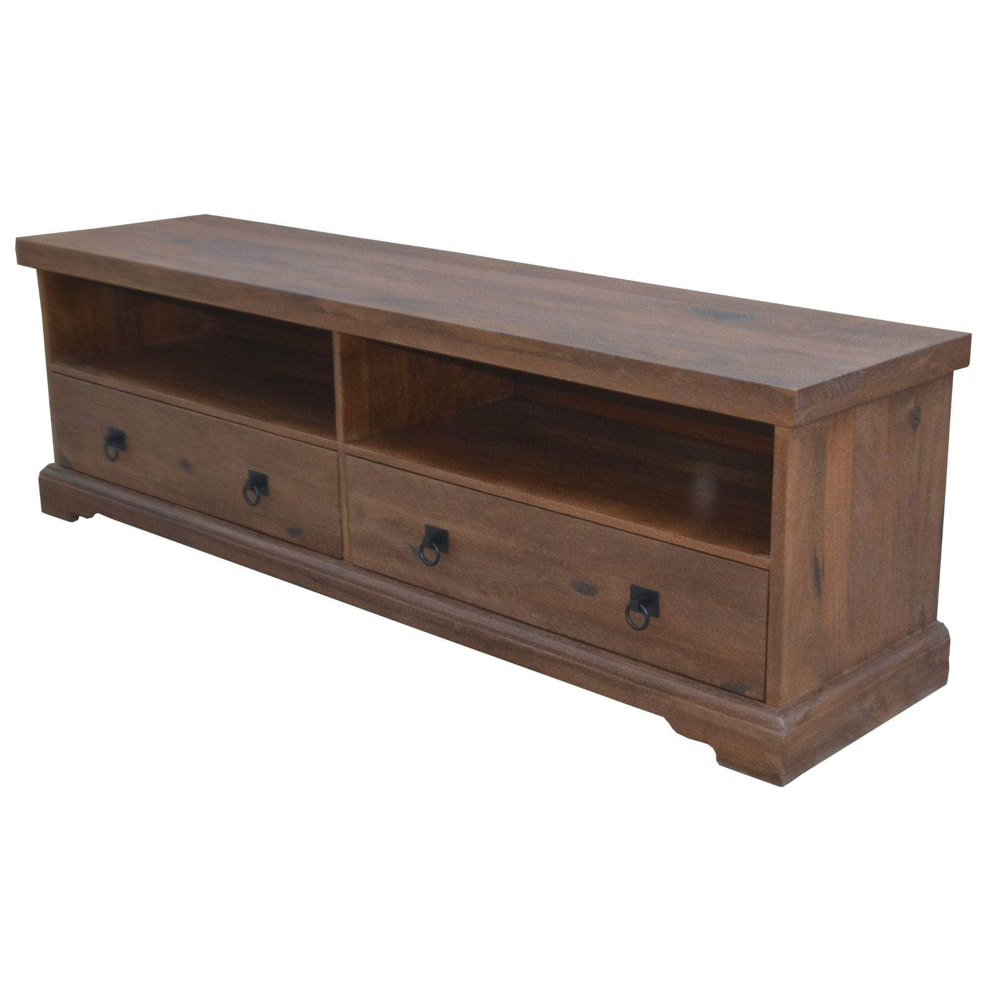 Etu Entertainment Tv Unit 180Cm 2 Drawer Solid Mango Timber Wood