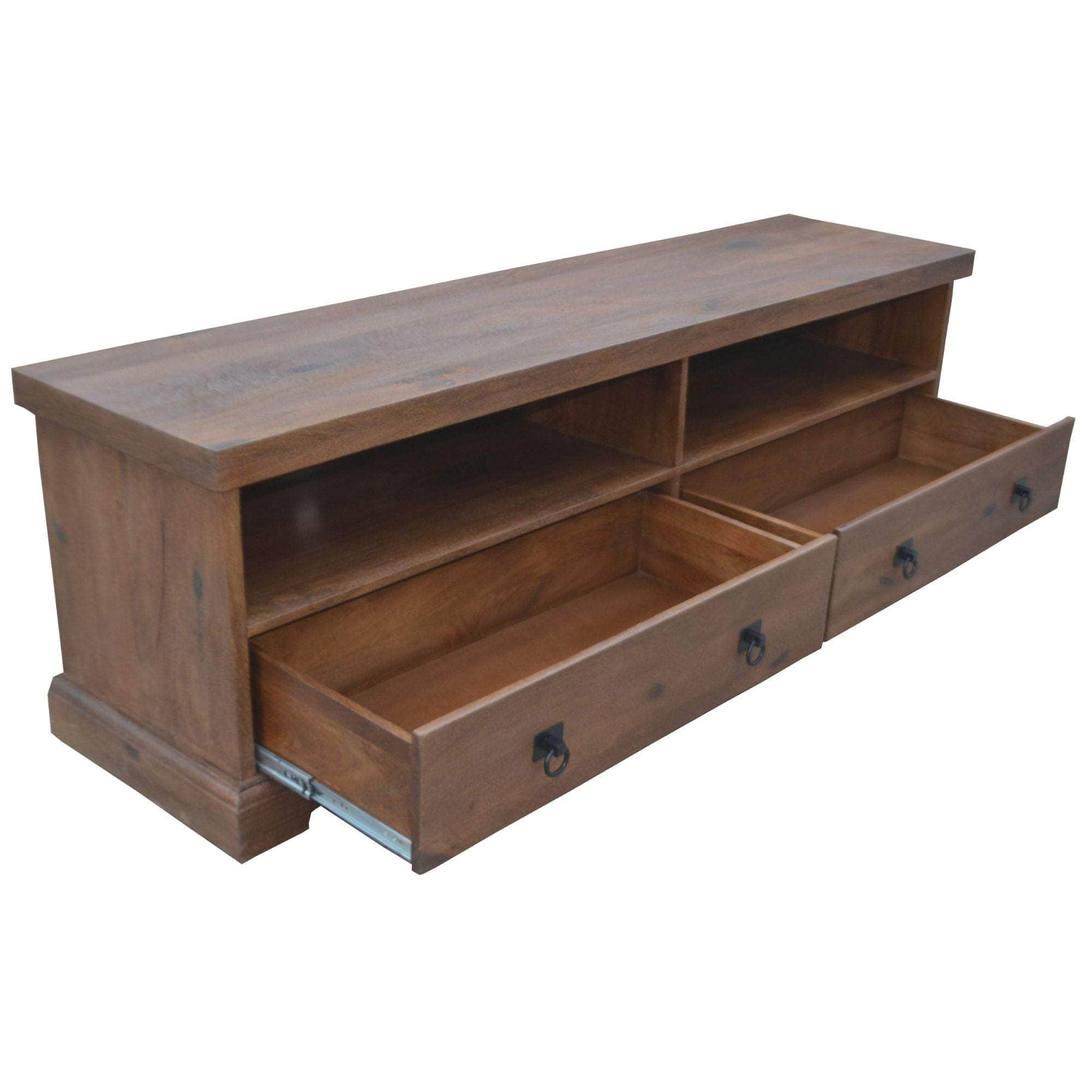 Etu Entertainment Tv Unit 180Cm 2 Drawer Solid Mango Timber Wood