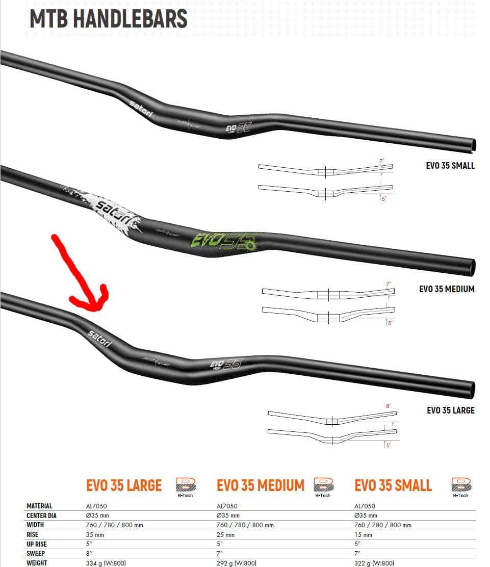 EVO 35 Small/Large Handlebar Compact Power at 355mm Rise