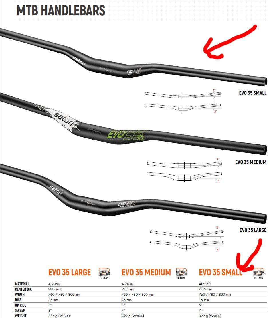 EVO 35 Small/Large Handlebar Compact Power at 355mm Rise