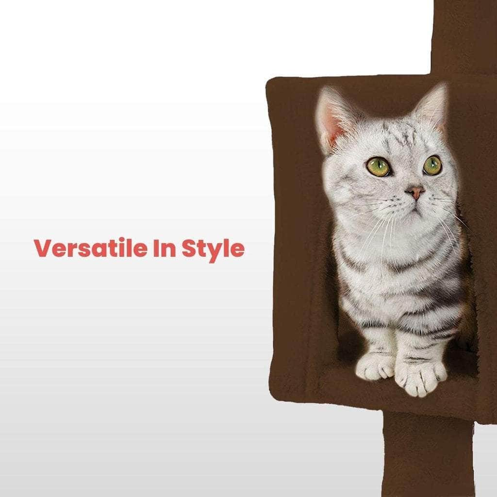 Experience Luxury and Style: Brown 118cm Plush Cat Condo Cat Tree