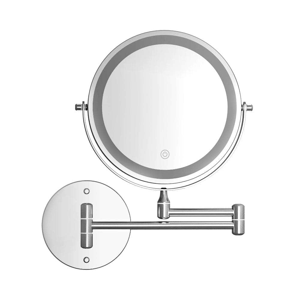 Extendable Makeup Mirror 10X Magnifying Double-Sided Bathroom Silver