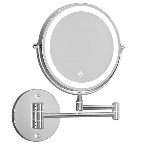 Extendable Makeup Mirror 10X Magnifying Double-Sided Bathroom Silver