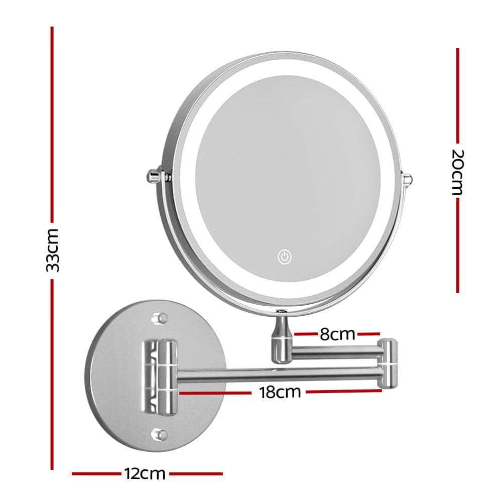 Extendable Makeup Mirror 10X Magnifying Double-Sided Bathroom Silver