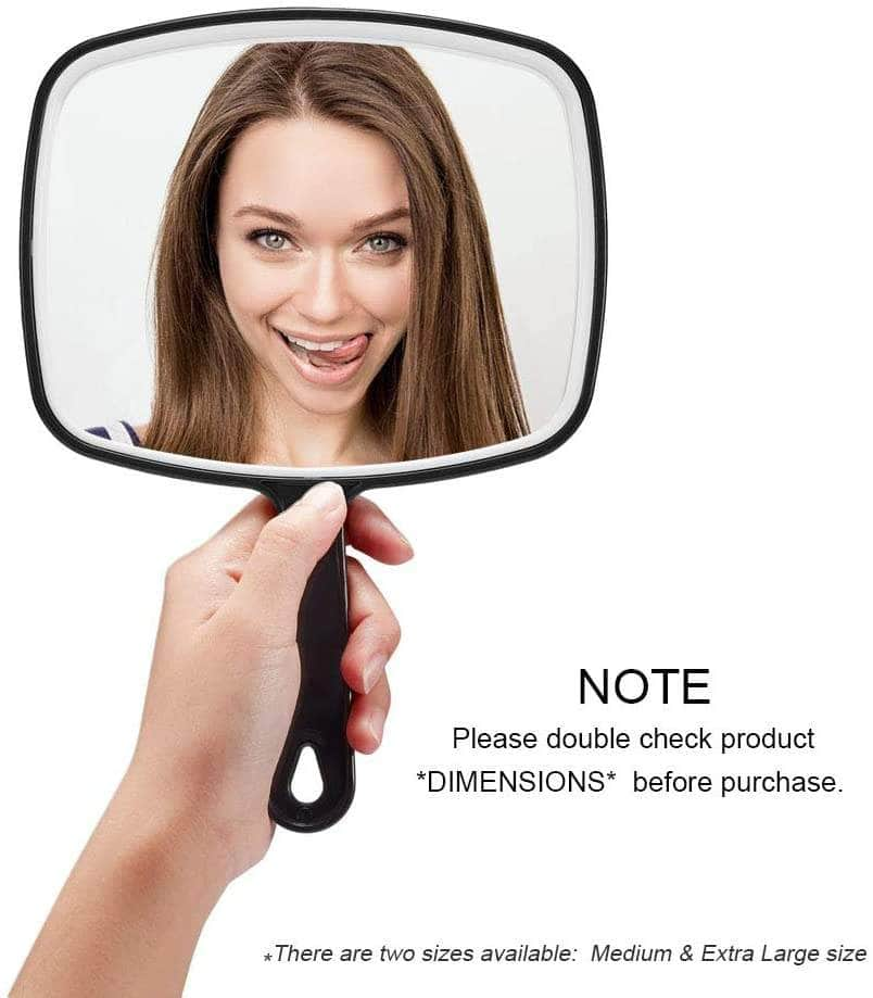 Extra Large Black Handheld Mirror With Handle (24 X 16 Cm)